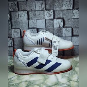 Adidas Adipower Weightlifting 3 White Blue Men's Sz 9.5  Women's Sz 10.5